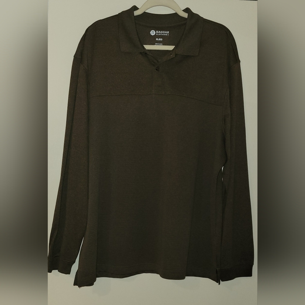 Mens Haggar long sleeve brown shirt size xlg